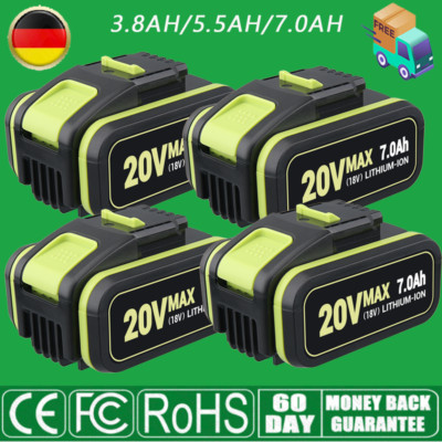 1 - 4x Für Worx Akku 20V MAX 3,8Ah 7,0Ah Akku WA3551.1,WA3572 WA3553 WX390 WX176