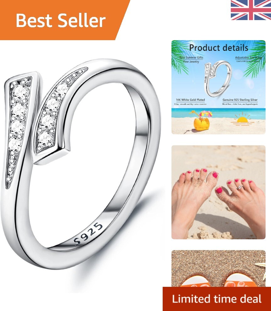 Hypoallergenic Adjustable Toe Ring Set - Elegant Sterling Silver Foot Jewelry