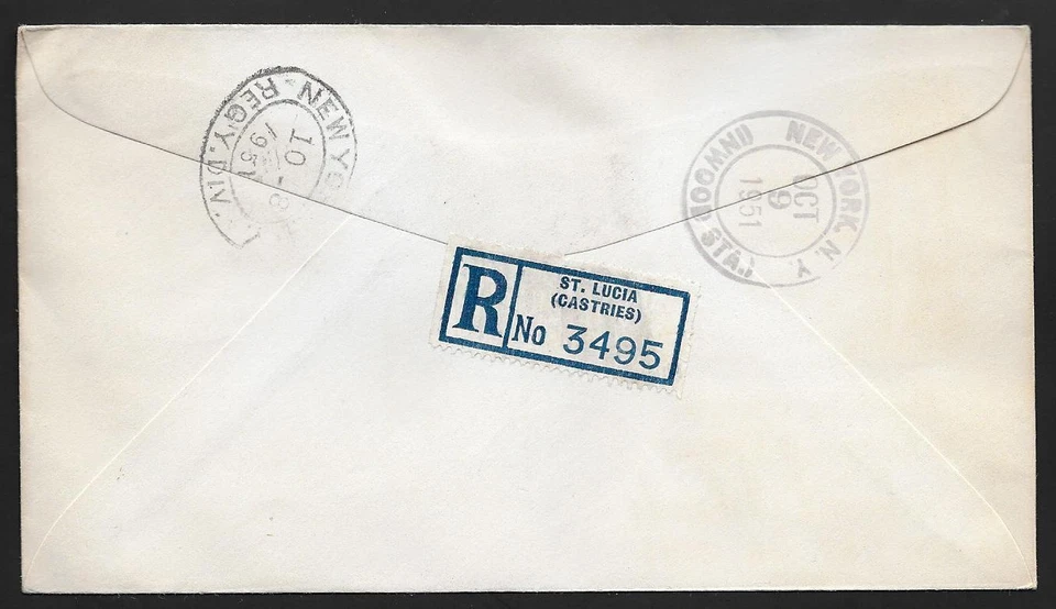 JUEGO CONSTITUCIÓN SANTA LUCIA 1951 S.G. 167-70 EN FDC CON CACHÉ REGISTRADO EN N.Y Foto 2 de 2