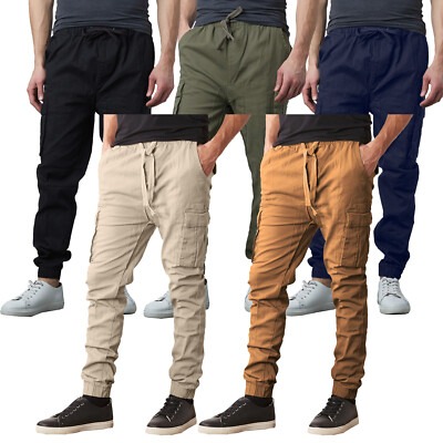 Mens Super Flex Stretch Fabric Cargo Jogger Pants (Size S-2XL) NWT FREE SHIPPING
