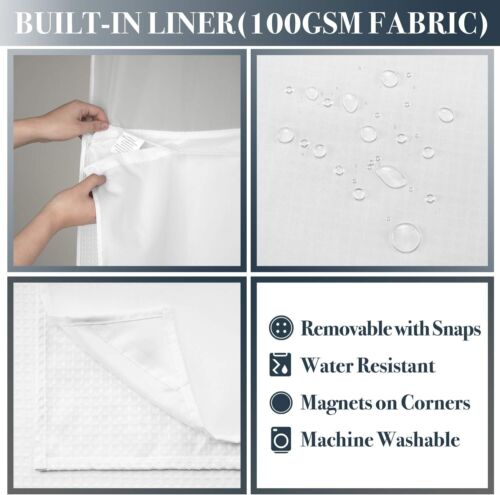 Stall Waffle Weave Shower Curtain with Snap-in Fabric Liner & Hooks Set 36"x 72" - Picture 3 of 8