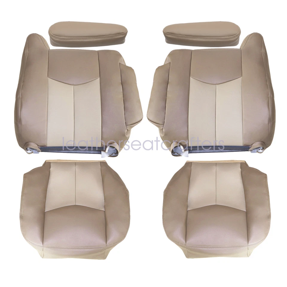 For 2003 2004 2005 2006 GMC Yukon Denali Front Back & Bottom Seat Cover Tan Foto 3 de 4
