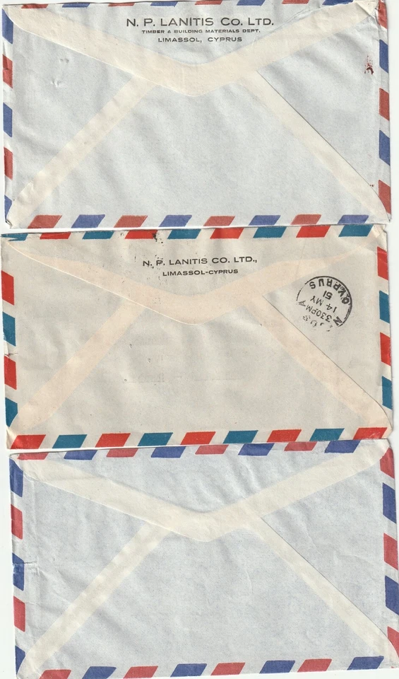 CYPRUS: Lot 3 airmail covers to Sweden 1951-58. - Image 2 of 2