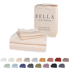 Champagne Luxury Bamboo Queen Sheet Set Ultra Soft Cooling, 18" Deep Pocket