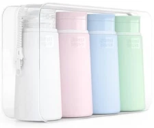  Travel Bottles for Toiletries, Tsa Approved 3.4oz Pink, White, Blue, Green