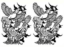 Hands Doves 2 pcs 3.5 Inch Black Fused Glass Decals