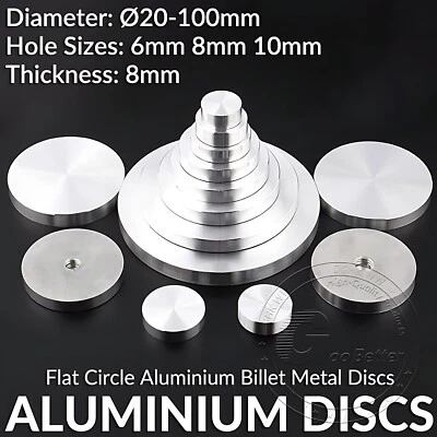 Aluminium Disc Flat Circle Aluminium Billet Metal Discs Ø20-100mm Thickness 8mm - Image 1 of 4