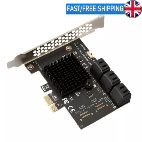 PCI-E 1X to SATA3.0 6 Port Expansion Card 6Gbps for Windows Desktop Computer Kit