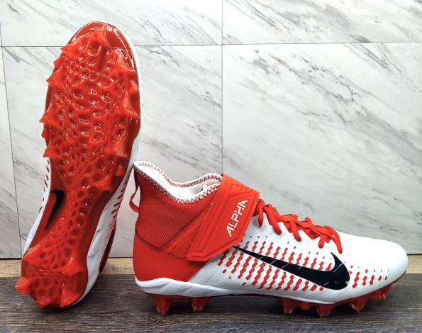 Nike Alpha Menace Pro 2 Mid Football Cleats White/Red BV395-105