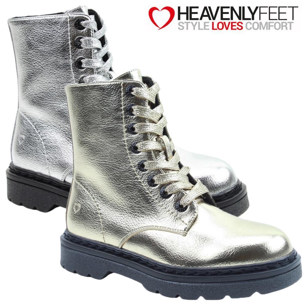 Heavenly Feet Ladies Boots Metal Silver Gold Vegan Womens Ankle Shoes
