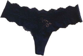 Victorias Secret Blue Swarovski Rhinestones Thong Panties Size S Very Sexy Lace
