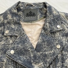 Nicole Benisti Jacket Womens Size P/s Two Toned Faux Leather Moto Couture Jacket