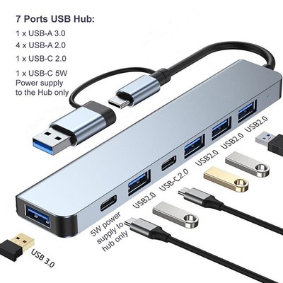 7 in 1 USB / Type C To USB 3.0 2.0 Adapter Hub for MacBook Pro Air iMac iPad PC-