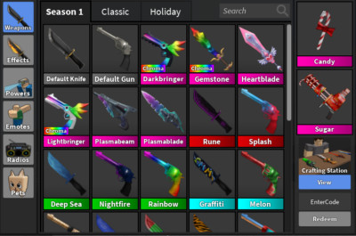 Roblox Murder Mystery 2 inventory!