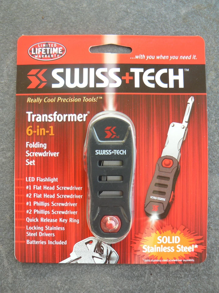 SWISS+TECH Transformer 6-in-1 Folding Screwdriver Set Tool LED Flashlight 11300 - Image 2 of 4