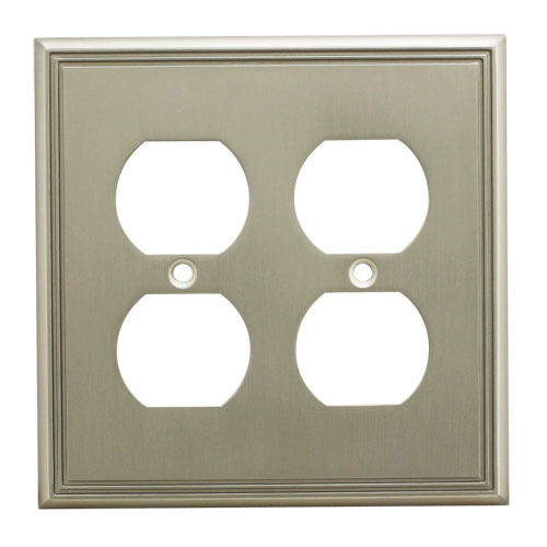 Satin Nickel Double Duplex Wall Plate Plug Electric Outlet Cover 65044-SN - Picture 1 of 1