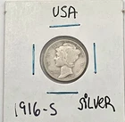 1916 S Mercury Dime - 110 Years Old!!  ☆ BELOW SILVER VALUE ☆