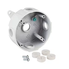 4 In. round Metallic Weatherproof Box with (5) 1/2 In. Holes, White