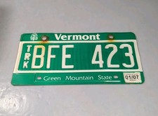 License Plate  Vermont Green Mountain State Maple Tree #BFE 423
