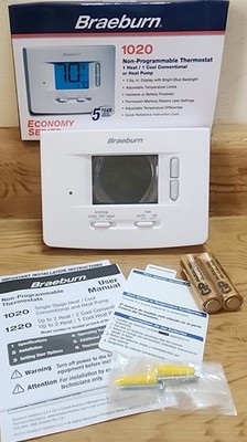 Braeburn Non-Programmable 1020 Thermostat  1-Heat 1-Cool Conventional Pump NEW