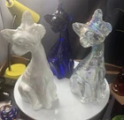 FENTON Mould Clear CARNIVAL GLASS And Cobalt Blue ALLEY CAT Mosser USA