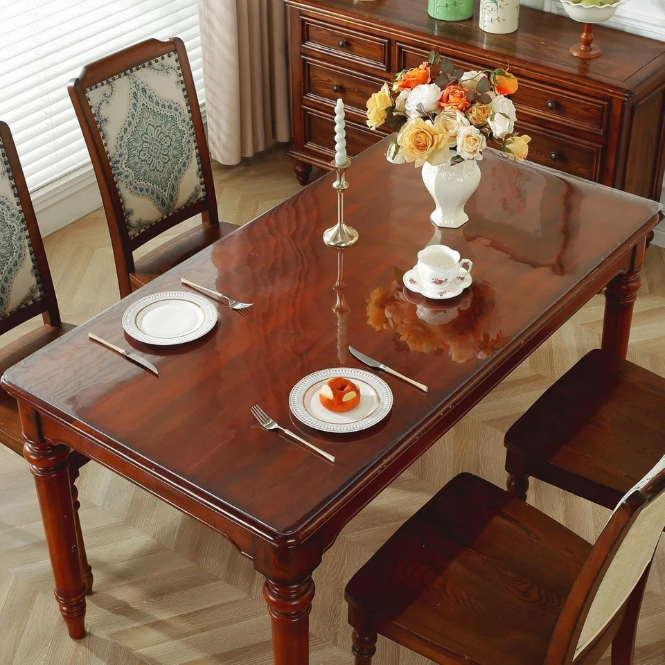 Crystal Clear Plastic Table Cover - Waterproof & Wipe Clean - Image 4 of 4