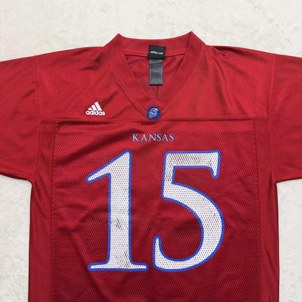 Adidas Kansas Jayhawks Football Jersey Mens Medium Red NCAA Blank #15 Shirt - Image 2 of 4