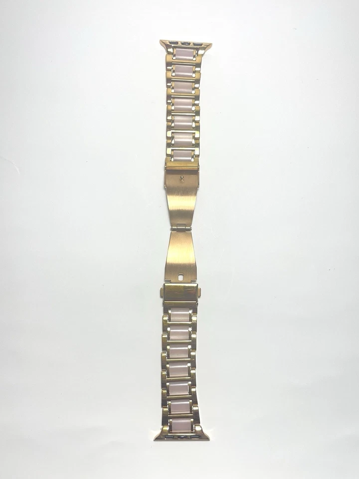 Correa y marco para Apple Watch - dorado y rosa - acero inoxidable con detalles de resina Foto 2 de 4