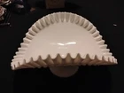 Vintage Rare Fenton White Milk Hobnail Glass Ruffled Edge Pedestal Banana Vase