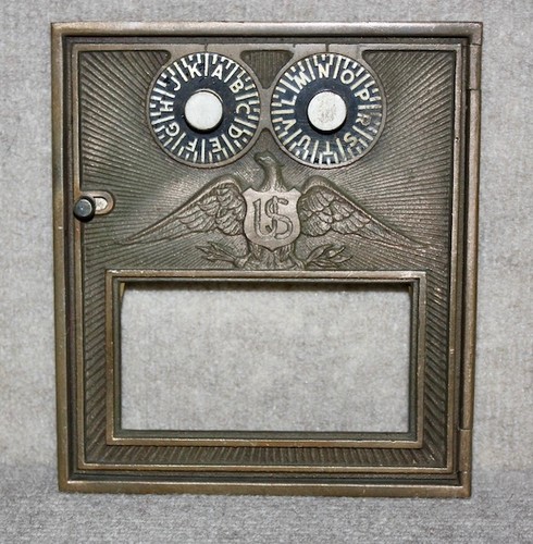 Antique USPS P O Post Office Box Postal  Box Door With Glass and a Combination