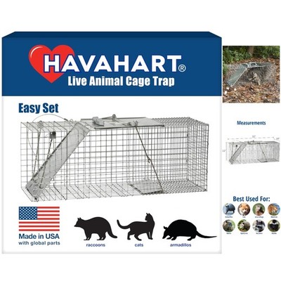 Durable 1-Door Easy Set Live Trap for Cats, Groundhogs, and Raccoons - 12''x32.7''