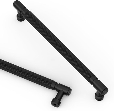 10 Pack 7.5 Inch(192Mm) Matte Black Cabinet Pulls Knurled Kitchen Cabinet Handle