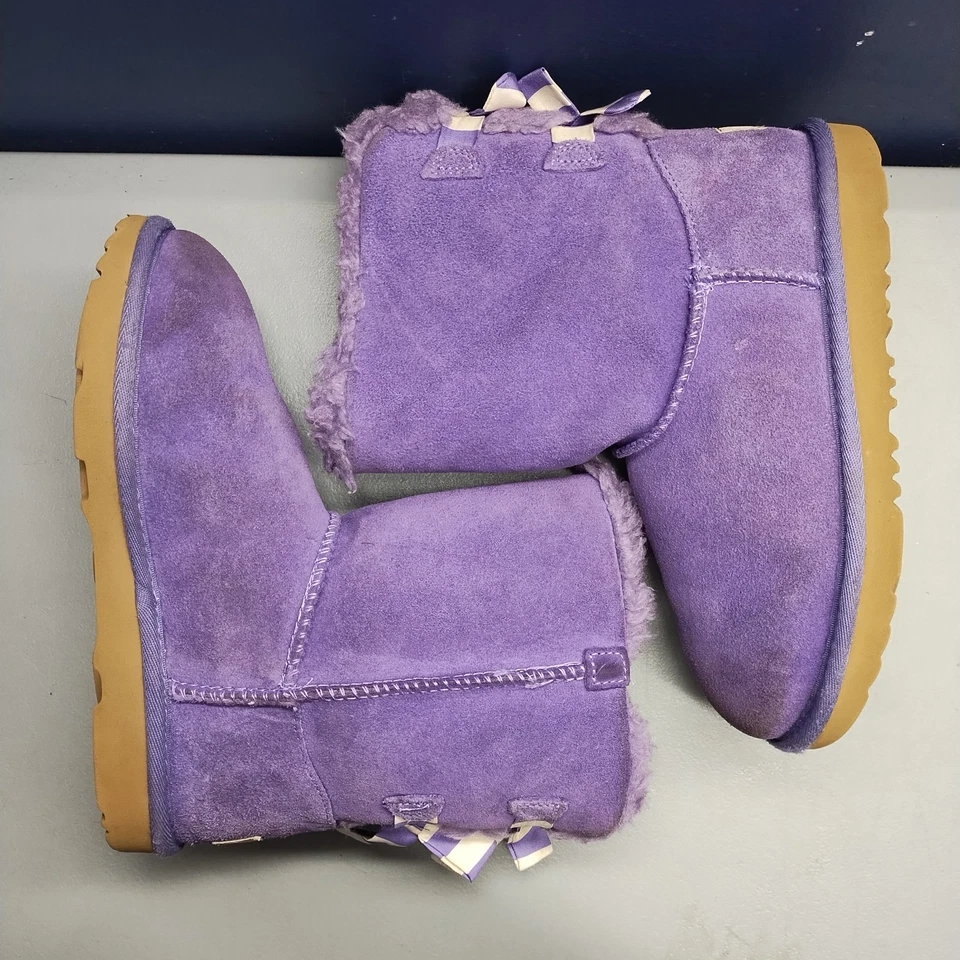 UGG Bailey Bow II Striped Violet Bloom Snow Boots Youth Size 3 Purple 1118537K - Image 2 of 4
