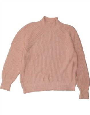 J. CREW Damen Rollkragen Pullover Pulli UK 14 Medium Rosa Baumwolle AG07