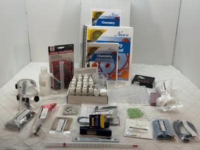 complete high school chemistry lab set including a set of experiment books
