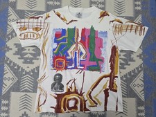 Vintage 90s All Over Print Miles Davis Art T-Shirt Sz L Andazia Made In USA Jazz