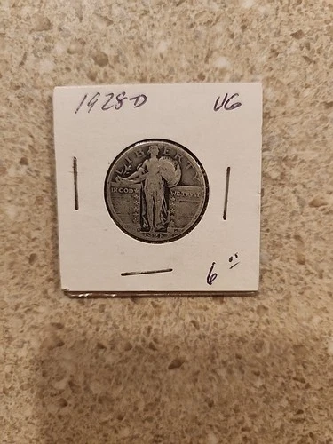 Standing Liberty Quarter 1928 D Silver 25C US Coin Circulated Lot44J