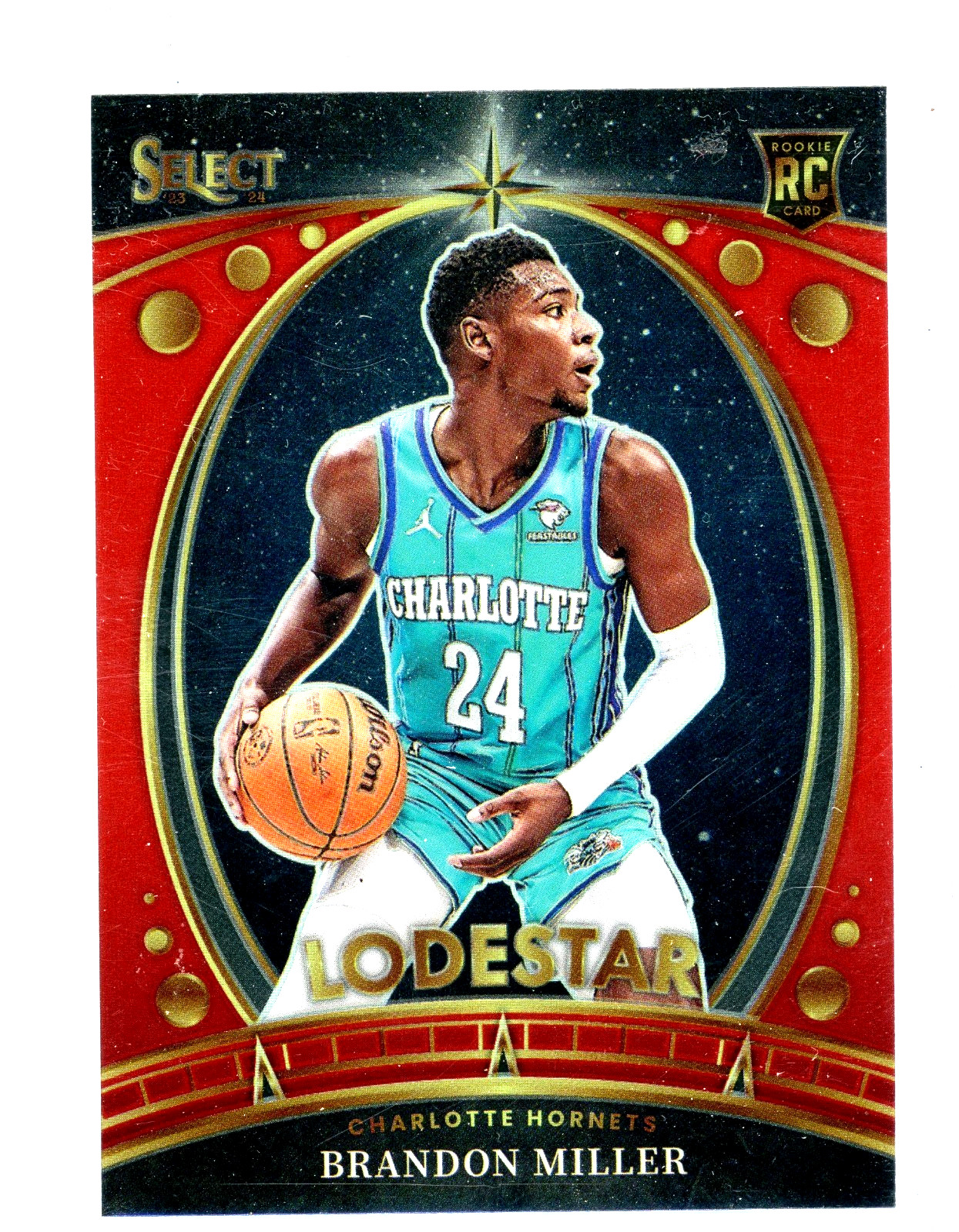 Brandon Miller 2023-24 Select NBA Lodestar Red Prizm SSP #9 Rookie RC Hornets