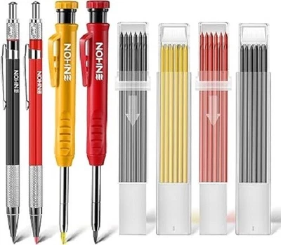 Carpenter Pencil, Tracer Pencil, Builders Pencil Kit with 40 Refills, 4 PCS Dee