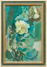 Framed 20th Century Oil - Climbing Rose