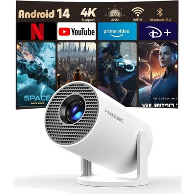 Mini Beamer 4K WiFi 6 Android 14 tragbar Full HD 200 Zoll