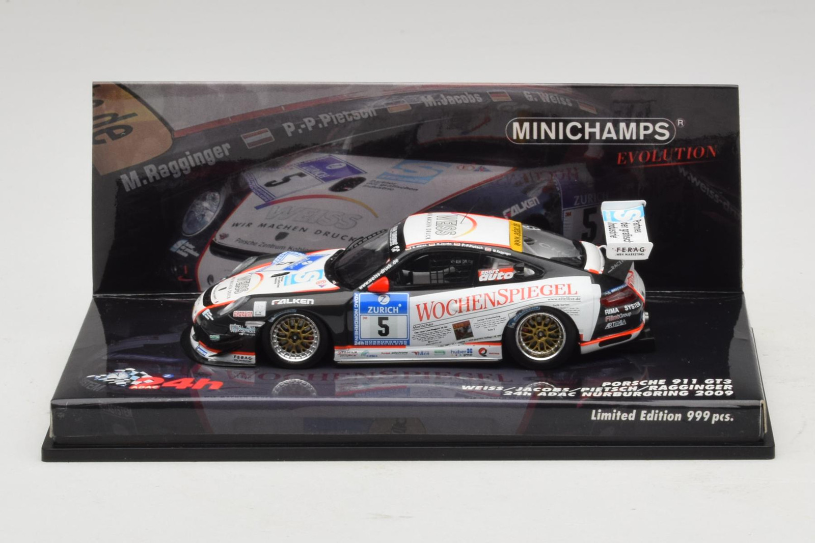 437096705 Porsche 911 997 GT3 n5 24 Hours of Nurburgring 2009 Minichamps 1/43