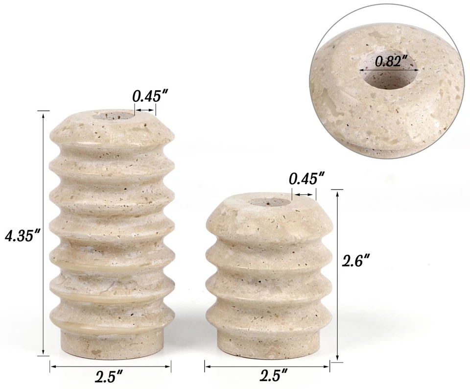 Juego de Candelabros Cónicos Travertino Natural Candelabro Manto Vela S... Foto 2 de 4