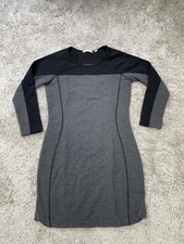 Athleta Dress Womens Small Gray Black Colorblock Sweater Knit 3/4 Sleeve Bodycon