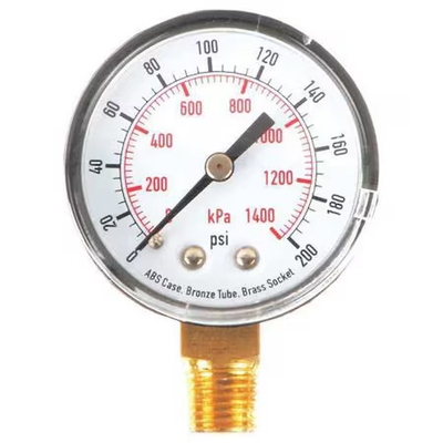 #ad Pressure Gauge Commercial 0 To 200 Psi 2 In Dial 1 4 In Mnpt Bottom $5.59