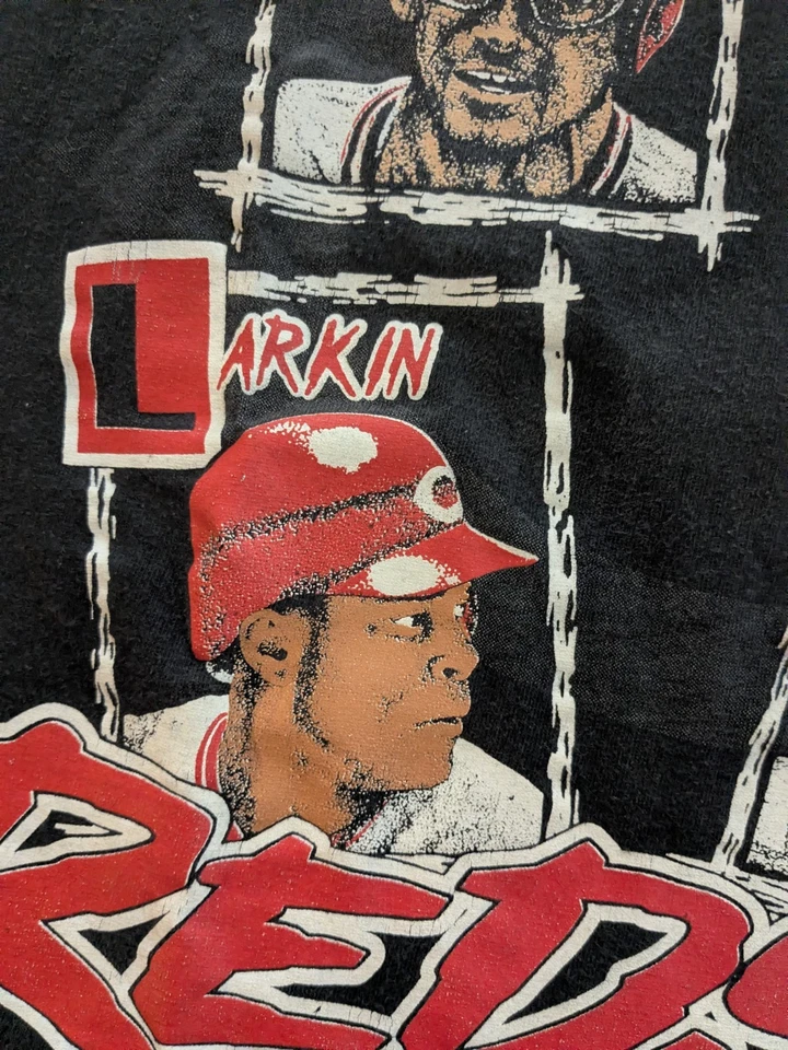 VTG 1991 Cincinnati Reds Nutmeg Mills Graphic T Shirt Single Stitch Large USA - Image 4 of 4