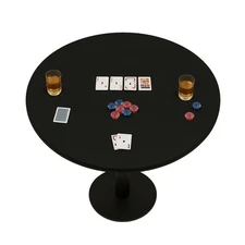 Poker Table Cover Felt for Games Fitted Round Black Tablecloth Elastic Tables