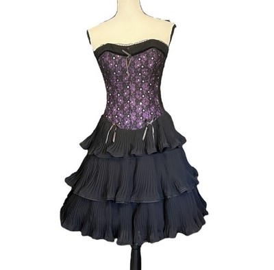 Vintage Betsey Johnson Evening Sheer Mesh Lace Corset Goth Fairy Cupcake  Dress S | eBay