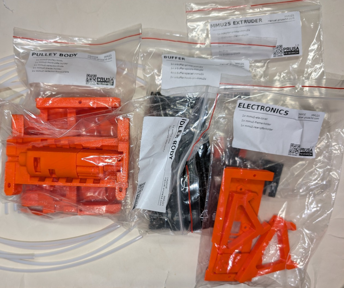Prusa MMU2S complete printed parts Prusament Orange PETG