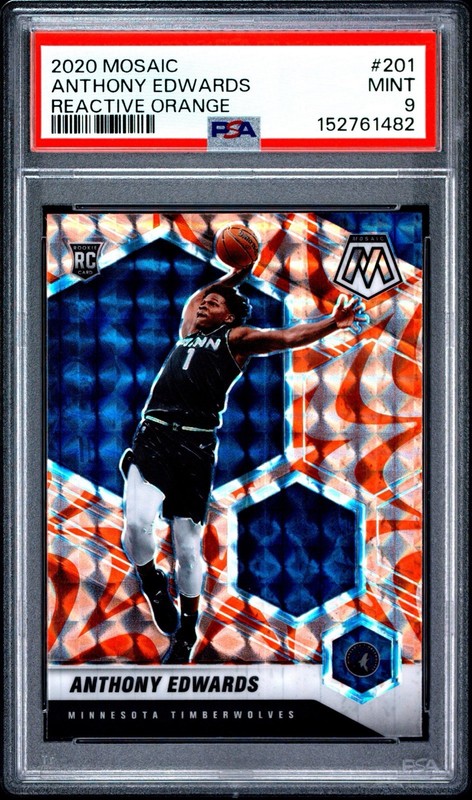 Panini 2020-21 Mosaic Anthony Edwards #201 Reactive Orange Prizm RC PSA 9